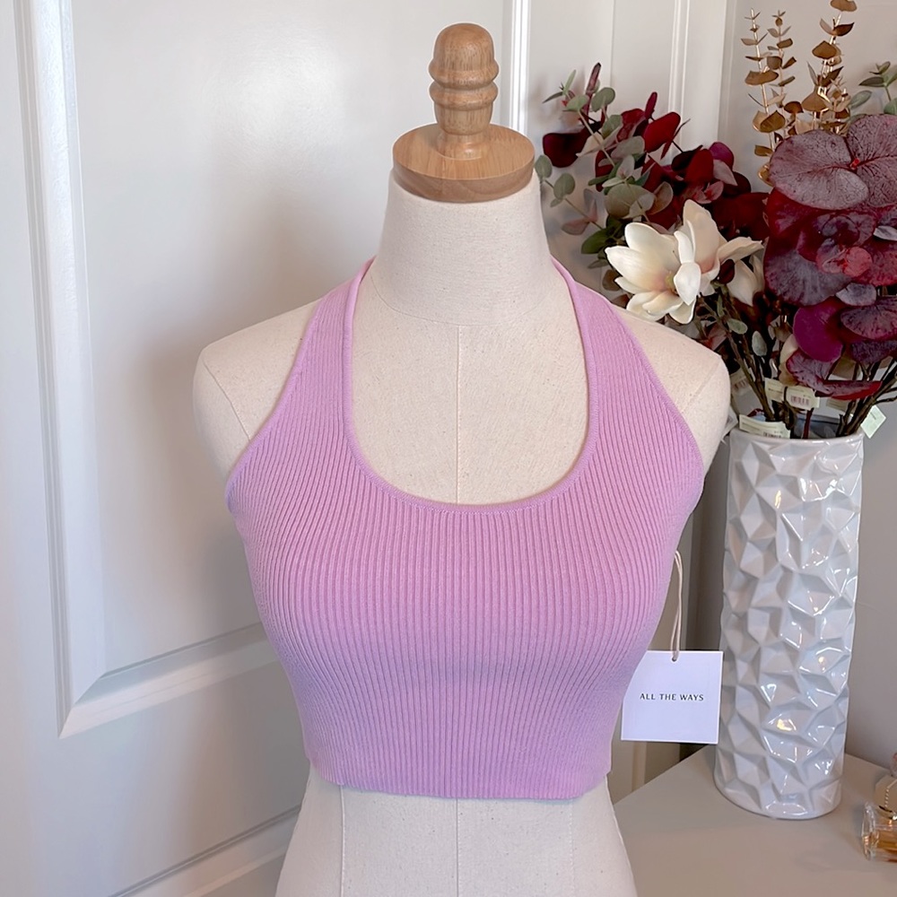ALL THE WAYS | Pink Ribbed Halter | Size Medium